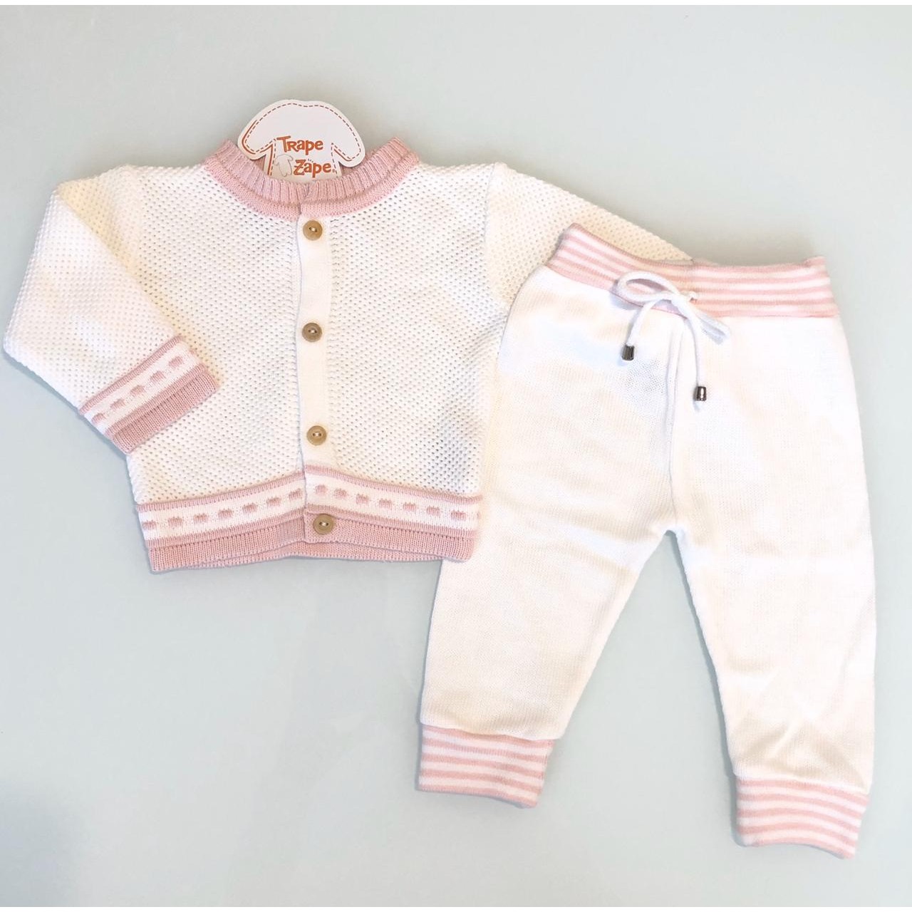  Conj de linha tijolinho Branco com rosa